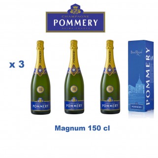 Carton de 3 Magnums Champagnes Pommery brut Royal / Notre Selection